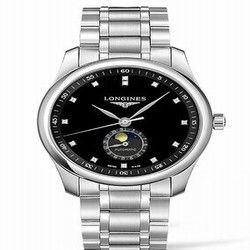 Longines Master Collection 40 Moonphase Stainless Steel / Black-Diamond / Bracelet L2.909.4.57.6