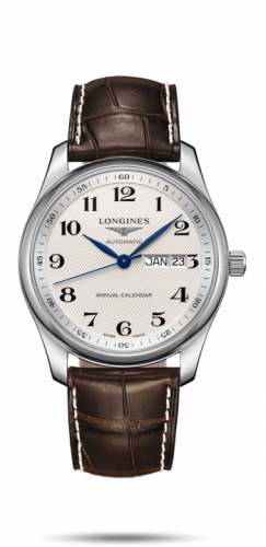 Longines Master Collection 40mm Annual Calendar Stainless Steel / Silver-Arabic / Alligator L2.910.4.78.3