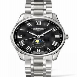 Longines Master Collection 42 Moonphase Stainless Steel / Black-Roman / Bracelet L2.919.4.51.6