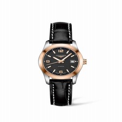 Longines Conquest Classic Automatic 29.5 Stainless Steel / Red Gold / Black / Strap L2.285.5.56.3