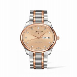 Longines Master Collection 38.5 Day Date Stainless Steel / Pink Gold / Pink-Diamond / Bracelet L2.755.5.99.7