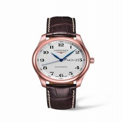 Longines Master Collection 38.5 Day Date Pink Gold / Silver-Arabic / Alligator L2.755.8.78.3