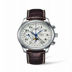 Longines Master Collection 42 Chronograph Calendar Stainless Steel / Silver-Arabic / Alligator L2.773.4.78.3