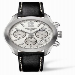 Longines GrandeVitesse Chronograph Silver Leather L3.635.4.76.2
