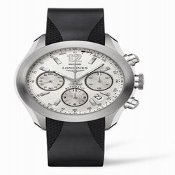 Longines GrandeVitesse Chronograph Silver Rubber L3.635.4.76.9