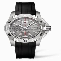 Longines Hydroconquest Chronograph Tachymeter Silver Rubber L3.651.4.76.2