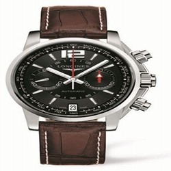 Longines Admiral Chronograph Black Brown Strap L3.666.4.56.3