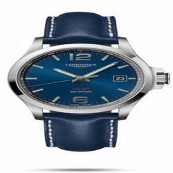 Longines Conquest V.H.P. 43 Stainless Steel / Blue / Leather L3.726.4.96.7