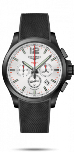 Longines Conquest V.H.P. Chronograph 44 PVD / Silver / Rubber L3.727.2.76.9