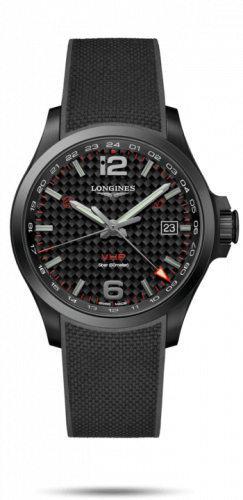 Longines Conquest V.H.P. GMT 43 PVD / Carbon / Rubber L3.728.2.66.9