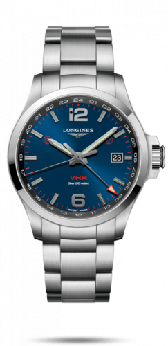 Longines Conquest V.H.P. GMT 43 Stainless Steel / Blue / Bracelet L3.728.4.96.6