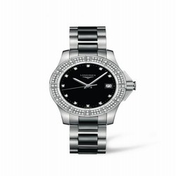 Longines Conquest 35 Quartz Stainless Steel Diamond Bezel L3.280.0.57.7