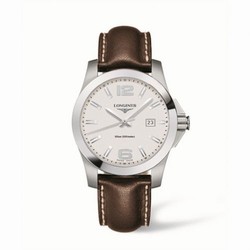 Longines Conquest Quartz 41mm Silver Leather L3.659.4.76.5