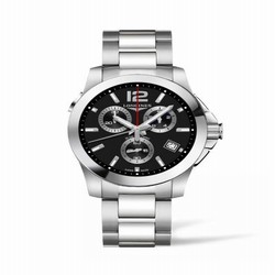 Longines Conquest Chronograph Quartz 41 Stainless Steel / Black / Bracelet L3.702.4.56.6