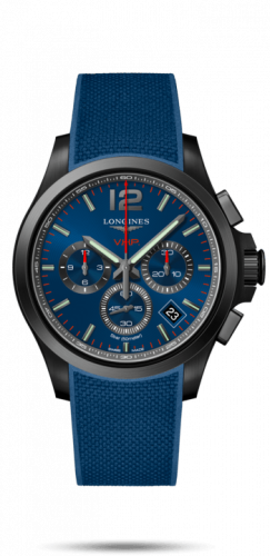 Longines Conquest V.H.P. Chronograph 42 PVD / Blue / Rubber L3.717.2.96.9