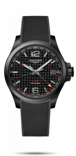 Longines Conquest V.H.P. GMT 41 PVD / Carbon / Rubber L3.718.2.66.9