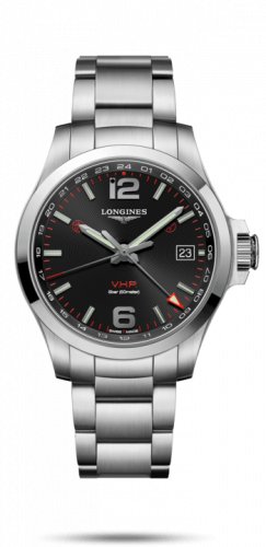 Longines Conquest V.H.P. GMT 41 Stainless Steel / Black / Bracelet L3.718.4.56.6