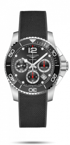 Longines HydroConquest 41 Automatic Chronograph Stainless Steel / Ceramic / Black / Rubber L3.783.4.56.9