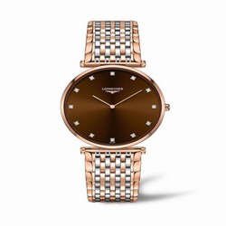Longines La Grande Classique Quartz 37 Stainless Steel / Red Gold PVD / Brown L4.766.1.67.7