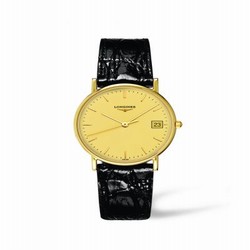 Longines Presence 33.5 Quartz Gold Crocodile L4.743.6.32.0