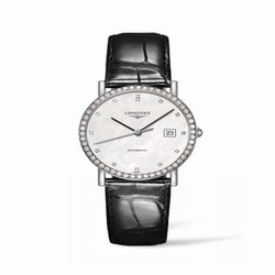 Longines Elegant Collection 34.5 Automatic Stainless Steel / Diamond / MOP / Strap L4.809.0.87.2