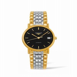 Longines Presence Automatic 34.5mm Stainless Steel / PVD Gold / Black / Bracelet L4.821.2.52.7