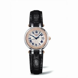 Longines PrimaLuna Quartz 26.5 Two Tone Pink Diamond Leather L8.110.5.79.2