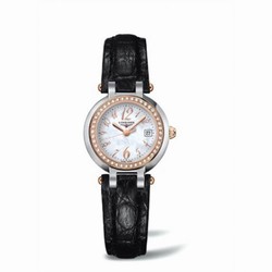 Longines PrimaLuna Quartz 26.5 Two Tone Pink Leather Funky MOP L8.110.5.88.2