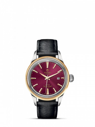 Tudor Style 28 Stainless Steel / Yellow Gold / Burgundy / Strap M12103-0014