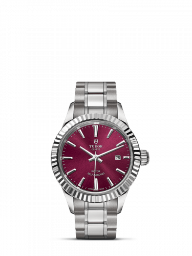 Tudor Style 28 Stainless Steel / Fluted / Burgundy / Bracelet M12110-0015