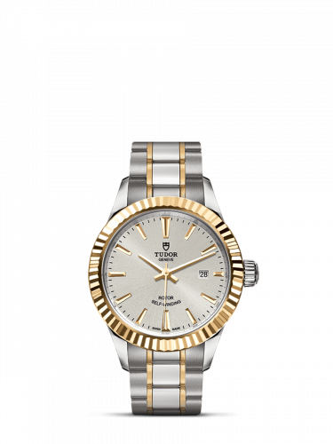 Tudor Style 28 Stainless Steel / Yellow Gold / Fluted / Silver / Bracelet M12113-0003