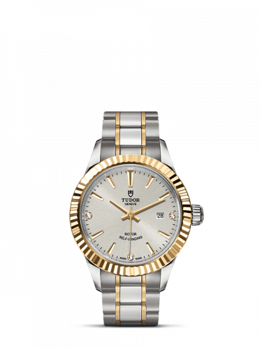 Tudor Style 28 Stainless Steel / Yellow Gold / Fluted / Silver-Diamond / Bracelet M12113-0009