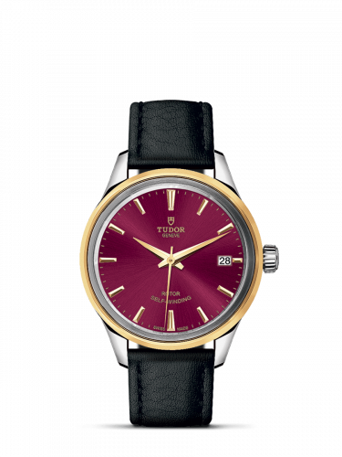 Tudor Style 34 Stainless Steel / Yellow Gold / Burgundy / Strap M12303-0014
