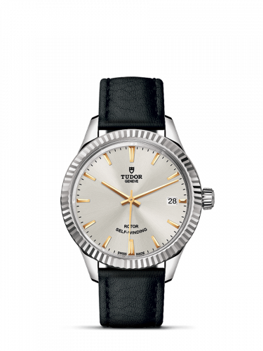 Tudor Style 34 Stainless Steel / Fluted / Silver / Strap M12310-0023