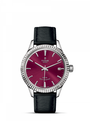 Tudor Style 34 Stainless Steel / Fluted / Burgundy / Strap M12310-0028