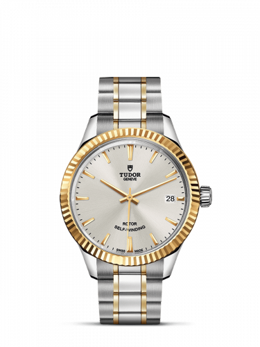 Tudor Style 34 Stainless Steel / Yellow Gold / Fluted / Silver / Bracelet M12313-0003