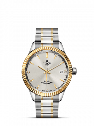 Tudor Style 34 Stainless Steel / Yellow Gold / Fluted / Silver-Diamond / Bracelet M12313-0009