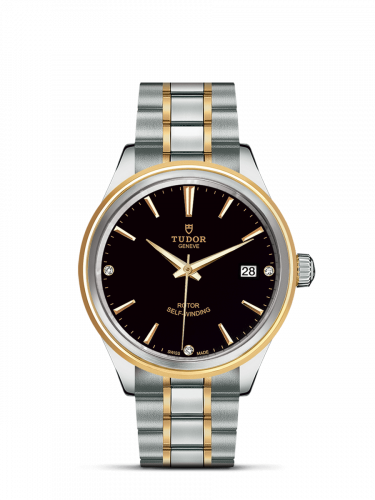 Tudor Style 38 Stainless Steel / Yellow Gold / Black-Diamond / Bracelet M12503-0006