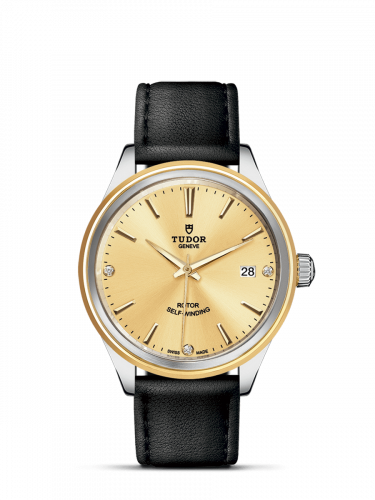 Tudor Style 38 Stainless Steel / Yellow Gold / Champagne-Diamond / Strap M12503-0010