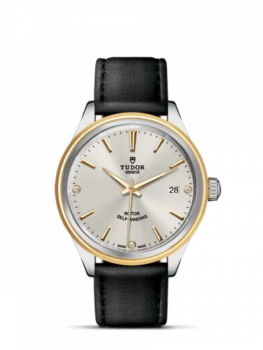Tudor Style 38 Stainless Steel / Yellow Gold / Silver-Diamond / Strap M12503-0011