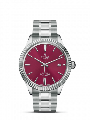 Tudor Style 38 Stainless Steel / Fluted / Burgundy / Bracelet M12510-0015