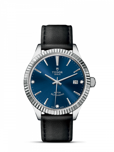 Tudor Style 38 Stainless Steel / Fluted / Blue-Diamond / Strap M12510-0029