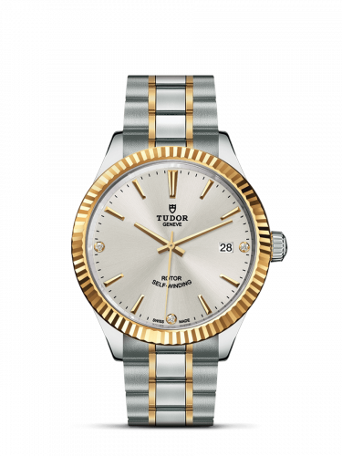 Tudor Style 38 Stainless Steel / Yellow Gold / Fluted / Silver-Diamond / Bracelet M12513-0009
