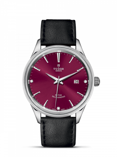 Tudor Style 41 Stainless Steel / Burgundy-Diamond / Strap M12700-0016