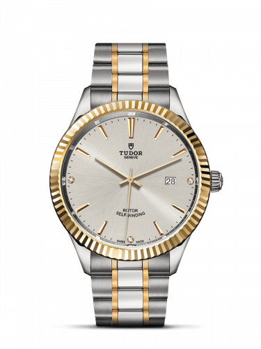 Tudor Style 41 Stainless Steel / Yellow Gold / Fluted / Silver-Diamond / Bracelet M12713-0009