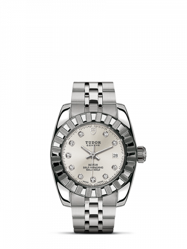 Tudor Classic 28 Stainless Steel / Fluted / Silver-Diamond / Bracelet M22010-0009