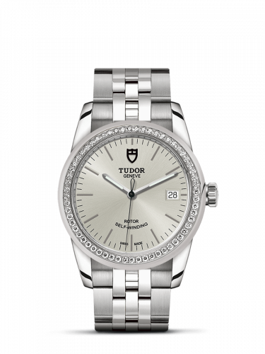 Tudor Glamour Date 36 Stainless Steel / Diamond / Silver / Bracelet M55020-0004
