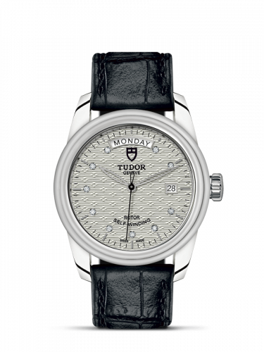 Tudor Glamour Day + Date Stainless Steel / Jacquard Silver-Diamond / Strap M56000-0038
