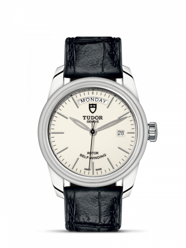 Tudor Glamour Day + Date Stainless Steel / Opaline/ Strap M56000-0176