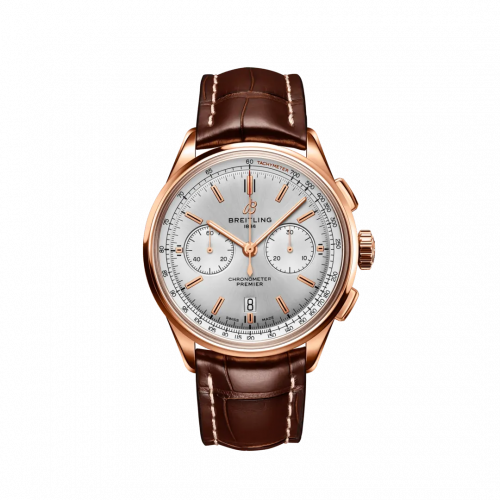 Breitling Premier B01 Chronograph 42 Red Gold / Silver / Alligator RB0118371G1P1